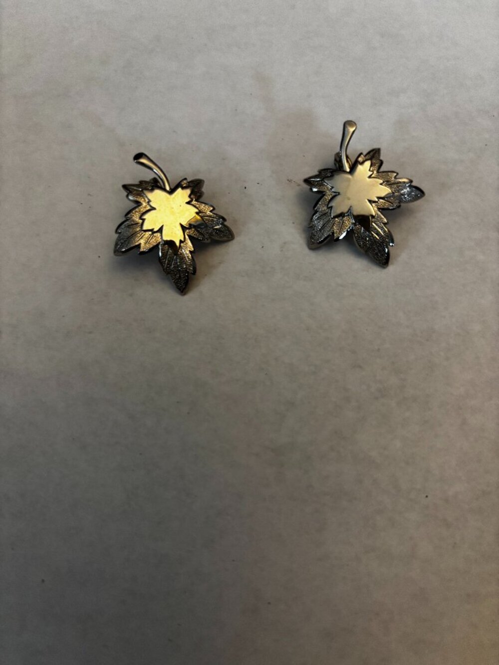 Monet clip on earrings silver tone leaf leaves